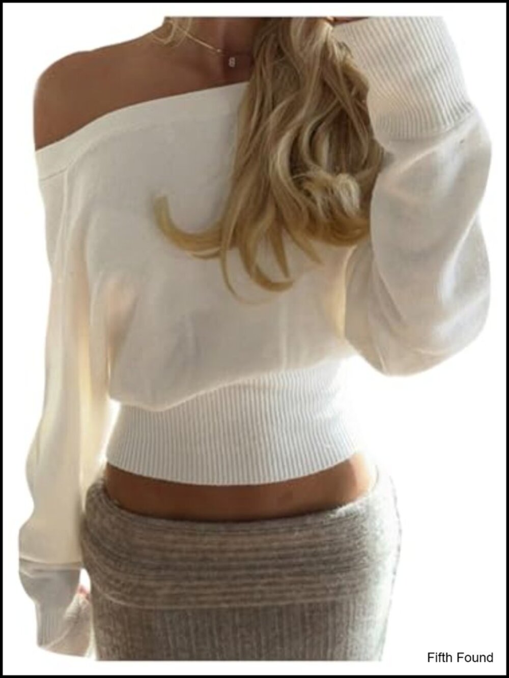 Off Shoulder Sweater Cinched Waist Loose Knit Pullover Fall Top